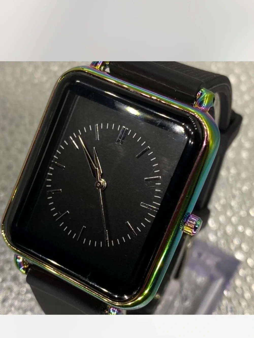 Ladies *** Iridescent Black Face Smart-Style Watch *** Ebony silicone band ^^^